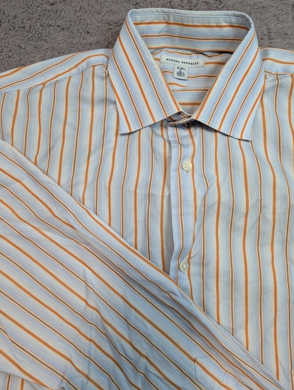 Men's Banana Republic Button-up Shirt, Blue/Orange - Size L 16-16 1/2